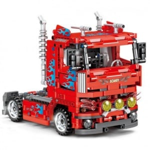 Set de constructie Red Truck Machine - back pull, 616 piese - Img 1
