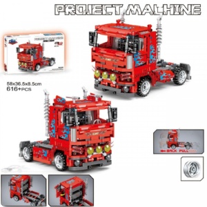 Set de constructie Red Truck Machine - back pull, 616 piese - Img 2