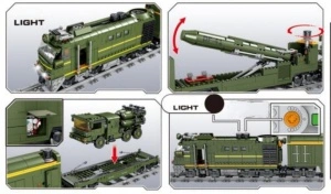 Trenuleț electric militar DELMO din piese de construcție, 1174 piese - Img 4