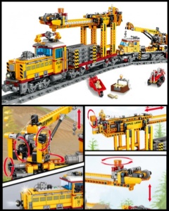 Trenulet electric AVA tip pod rulant din piese de construcție, 1270 piese - Img 3