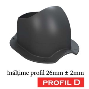 Coș de ventilare Profil D cu evacuare condens PRO Ø150 mm pentru Țiglă Metalică - Img 2