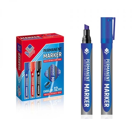 Marker permanent, tesit, albastru, 12 buc/set - OFFISHOP