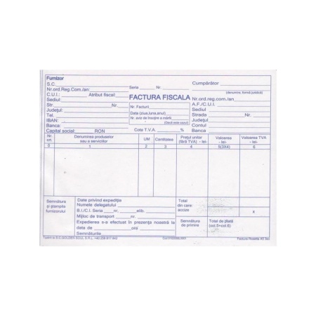 Facturier A5, 100 file, autocopiativ, cu TVA, 3 exemplare