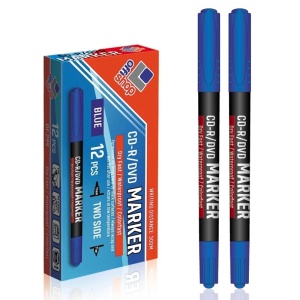 Marker CD/DVD 2 capete, albastru, 0,5-0,1 mm, 12 buc/set - OFFISHOP - Img 1