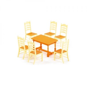 Masa+scaune pentru papusi, 7 piese/set, 21x12x6 cm, Wader - Img 2