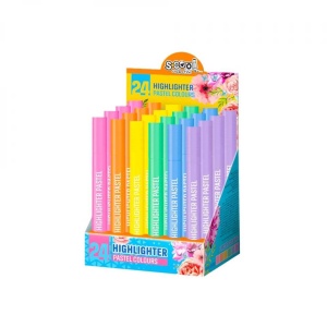 Text marker, pastel, varf tesit, 24 buc/cutie - S-COOL - Img 1
