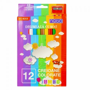 Creioane color Hexagonale Jumbo Set 12 - NEBO - Img 1