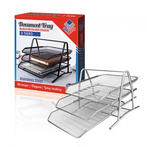 Tavita documente MESH, 3 compartimente argintie - OFFISHOP - Img 2
