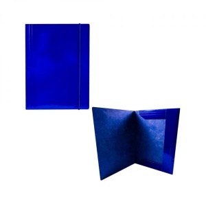 Mapa F4 cu elastic, din carton, 600 g/mp, albastra - OFFISHOP - Img 1