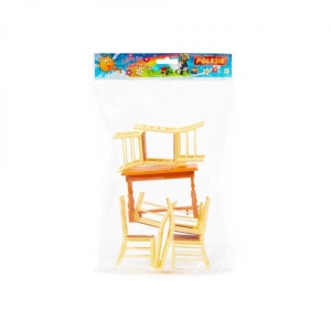 Masa+scaune pentru papusi, 7 piese/set, 21x12x6 cm, Wader - Img 4