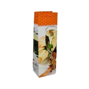 Punga cadou cu flori, pentru sticle, 10x33x9 cm - Img 5