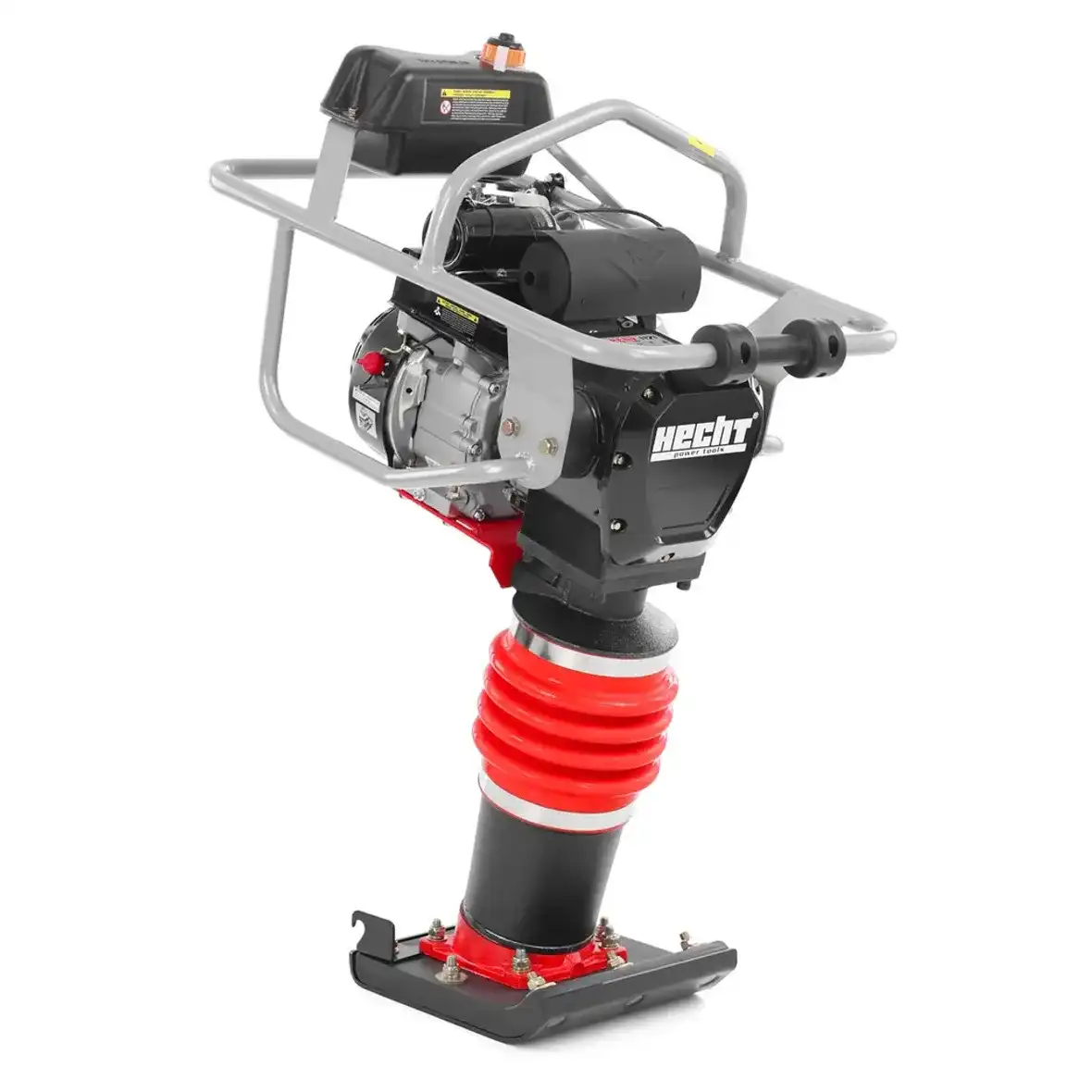 Mai compactor HECHT 1118 – motor pe benzină 196 cm³, talpă 275 x 335 mm. Echipamentul esențial pentru compactarea terenului înainte de pavaj, fundații și reparații drumuri