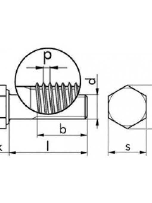 DIN 960 – 10.9 – surub pas fin, cap hexagonal, partial filetat, negru - Img 2