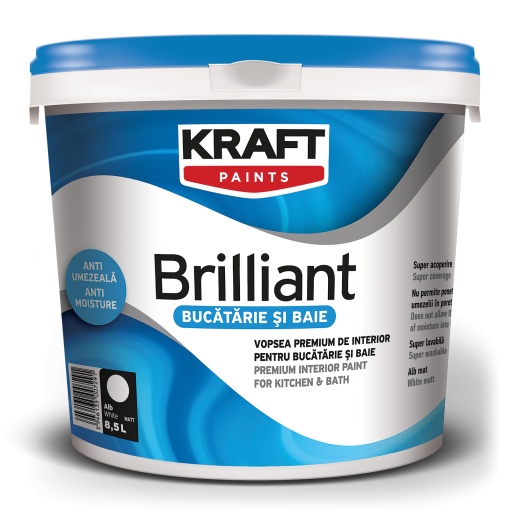 KRAFT BRILLANTE BIANCO SUPER LAVABILE PER BAGNO E CUCINA KRAFT BRILLANTE CUCINA E BAGNO / 1L