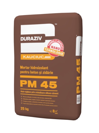 MORTAR HIDROIZOLANT PENTRU BETON SI ZIDARIE, DURAZIV PM 45, 25KG / PALET 48 SACI