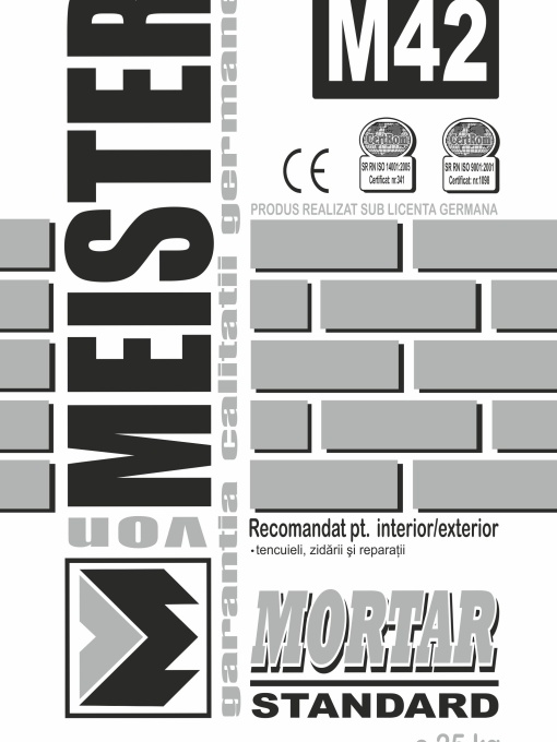 MORTAR STANDARD PE BAZA DE CIMENT, PENTRU TENCUIRE, MORTAR STANDARD M42, 25 KG
