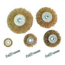 Set of Brass Wire Brushes Circular Type with Rods - 8P.