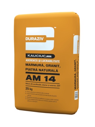 ADEZIV ALB SEMIFLEXIBIL PENTRU MARMURA, GRANIT SI PIATRA NATURALA , DURAZIV AM 14, 25KG / PALET 48 SACI