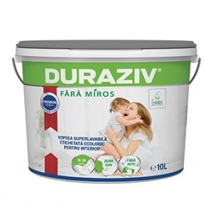 Ecol Ecolabel Pittura lavabile inodore con Kauciuc Bianco per interni 10L