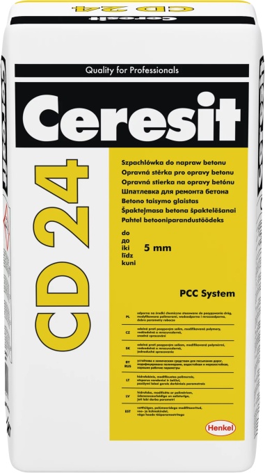 MATERIAL DE REPARATII ALE BETONULUI PENTRU UMPLREA GOLURILOR DE PANA LA 5MM CERESIT CD 24 / 25KG