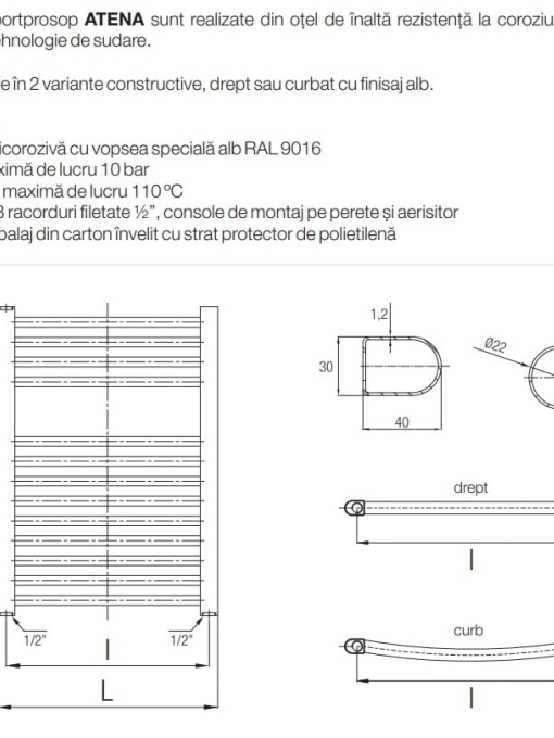 RADIATOR BAIE PORTPROSOP DREPT 600X700MM ALB , ATENA 11 TEVI - Img 3