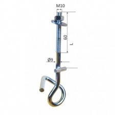Swinging Hook with M10 Foot, Nut, Saiba / 120Mm