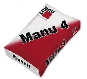 РЪЧНА ВАРО-ЦИМЕНТОВА МАЗИЛКА BAUMIT MANU MANU 4 40KG / ПАЛЕТ 35 ТОРБИ - Img 1