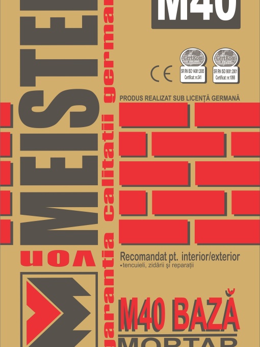 MORTAR DE ZIDARII PENTRU BCA, PE BAZA DE CIMENT, MORTAR DE BAZA M40, 25 KG