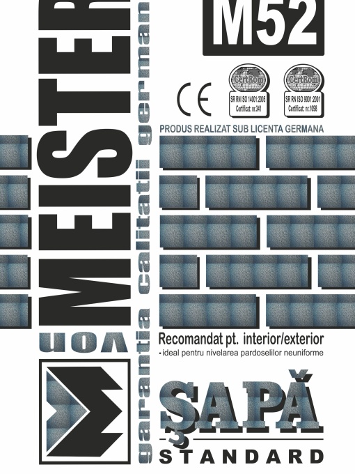 SAPA STANDARD PE BAZA DE CIMENT, PENTRU NIVELAREA PARDOSELILOR NEUNIFORME, SAPA STANDARD M52, 25 KG