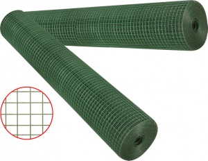 1MM GALVANISED WELDED PLASTIC COATED MESH, MESH 13X13MM / 0.5X10M