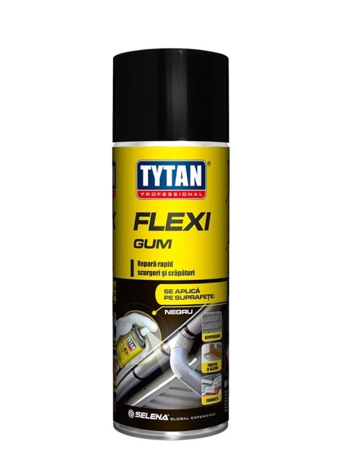 SPRAY CAUCIUC TRANSPARENT PENTRU REPARATII RAPIDE SCURGERI SI CRAPATURI TYTAN FLEXY GUM / 400 ML