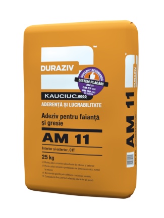 ADEZIV PENTRU GRESIE SI FAIANTA CU KAUCIUC®, DURAZIV AM 11, 25KG / PALET 48 SACI