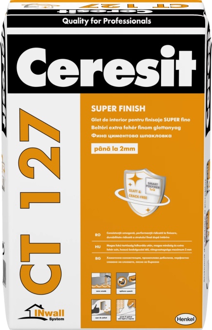 GLET PE BAZA DE CIMENT ALB PENTRU FINISAJE FINE LA INTERIOR CERESIT CT 127 / 20KG