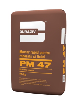 MORTAR RAPID PENTRU REPARATII SI FIXARI, DURAZIV PM 47, 25KG / PALET 48 SACI