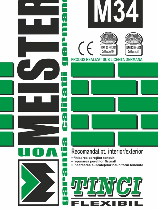 TINCI GRI FLEXIBIL PE BAZA DE CIMENT, INTERIOR/EXTERIOR, TINCI FLEXIBIL M34, 25 KG