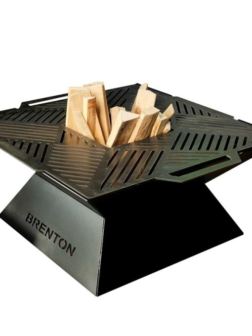 SEMINEU PE LEMNE CU GRIL PATRAT, BRENTON BRNT04, 75X75X36CM