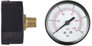 Water Pressure Gauge Pt Axial / 0-12Bar - 1/4"