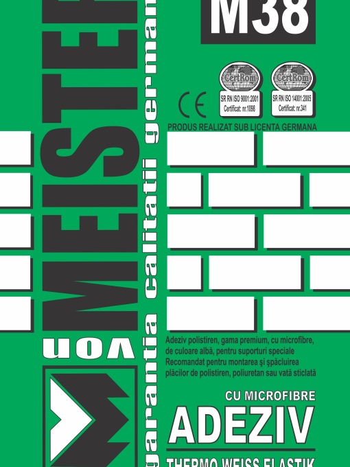 ADEZIV ELASTIK PENTRU POLISTIREN, EXTRUDAT SI VATA MINERALA, CU MICROFIBRE, ADEZIV THERMO WEISS ELASTIK M38, 25 KG