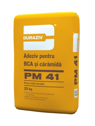 ADEZIV PENTRU BCA SI CARAMIDA DURAZIV PM 41, 25KG / PALET 48 SACI