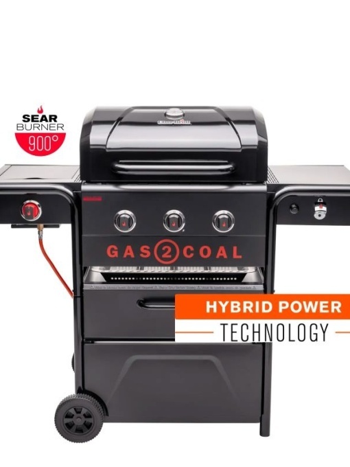 GRATAR HIBRID PE GAZ SI CARBUNI CHAR-BROIL GAS2COOL 2.0 330 SPECIAL EDITION 140994, 133.4X63X116.8CM