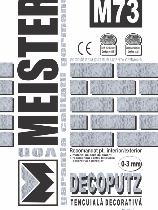 TENCUIALA DECORATIVA MINERALA ALBA PE BAZA DE CIMENT, TENCUIALA DECORATIVA DECOPUTZ M73, 25 KG