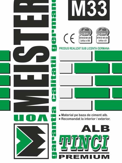 TINCI ALB PE BAZA DE CIMENT, INTERIOR/EXTERIOR, TINCI ALB PREMIUM M33, 25 KG