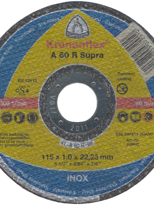 DISC ABRAZIV KLINGSPOR A60R SUPRA 115 X 1MM / PACHET 10 BUCATI