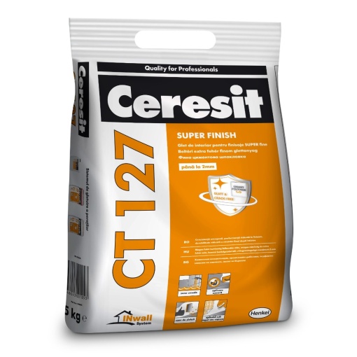 GLET PE BAZA DE CIMENT ALB PENTRU FINISAJE FINE LA INTERIOR CERESIT CT 127 / 5KG