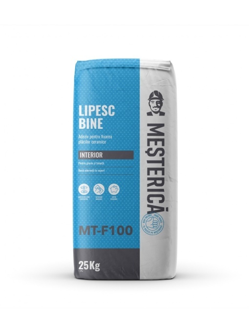 ADEZIV PENTRU PLACI CERAMICE MESTERICA LIPESC BINE MT F100 / 25KG