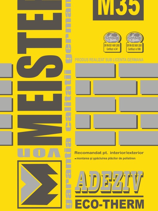 ADEZIV SI MASA DE SPACLU PENTRU POLISTIREN, ADEZIV ECOTHERM M35, 23 KG