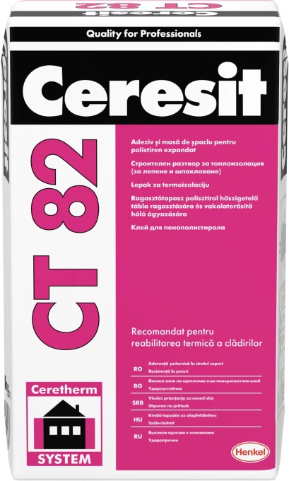 MORTAR ADEZIV SI MASA DE SPACLU PENTRU POLISTIREN CERESIT CT 82 / 25KG