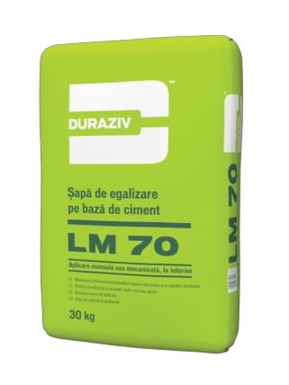 SAPA DE EGALIZARE PE BAZA DE CIMENT, DURAZIV LM 70, 30KG / PALET 42 SACI