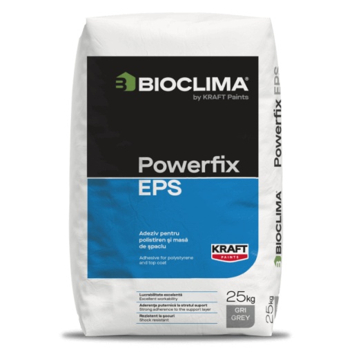 ADEZIV SI MASA DE SPACLU PENTRU POLISTIREN, KRAFT POWERFIX EPS / 25KG