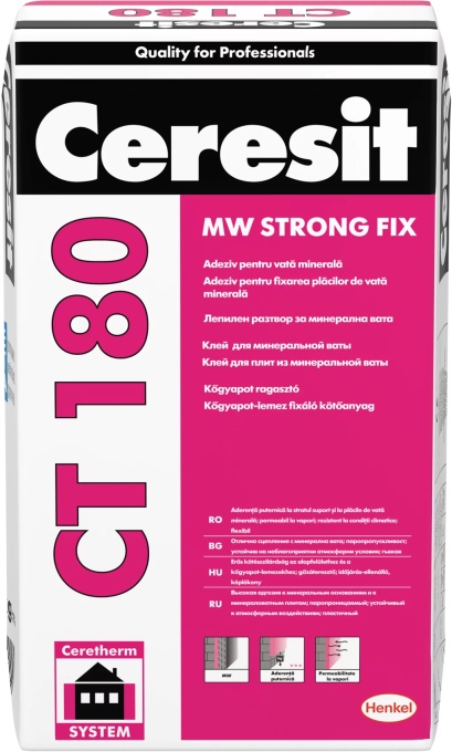 MORTAR ADEZIV PENTRU FIXAREA PLACILOR DIN VATA MINERALA CERESIT CT 180 / 25KG